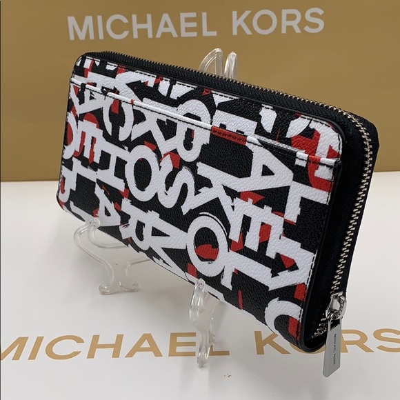 MICHAEL KORS COOPER TECH ZIP AROUND BLACK/MNDRINE - Picture 6 of 16